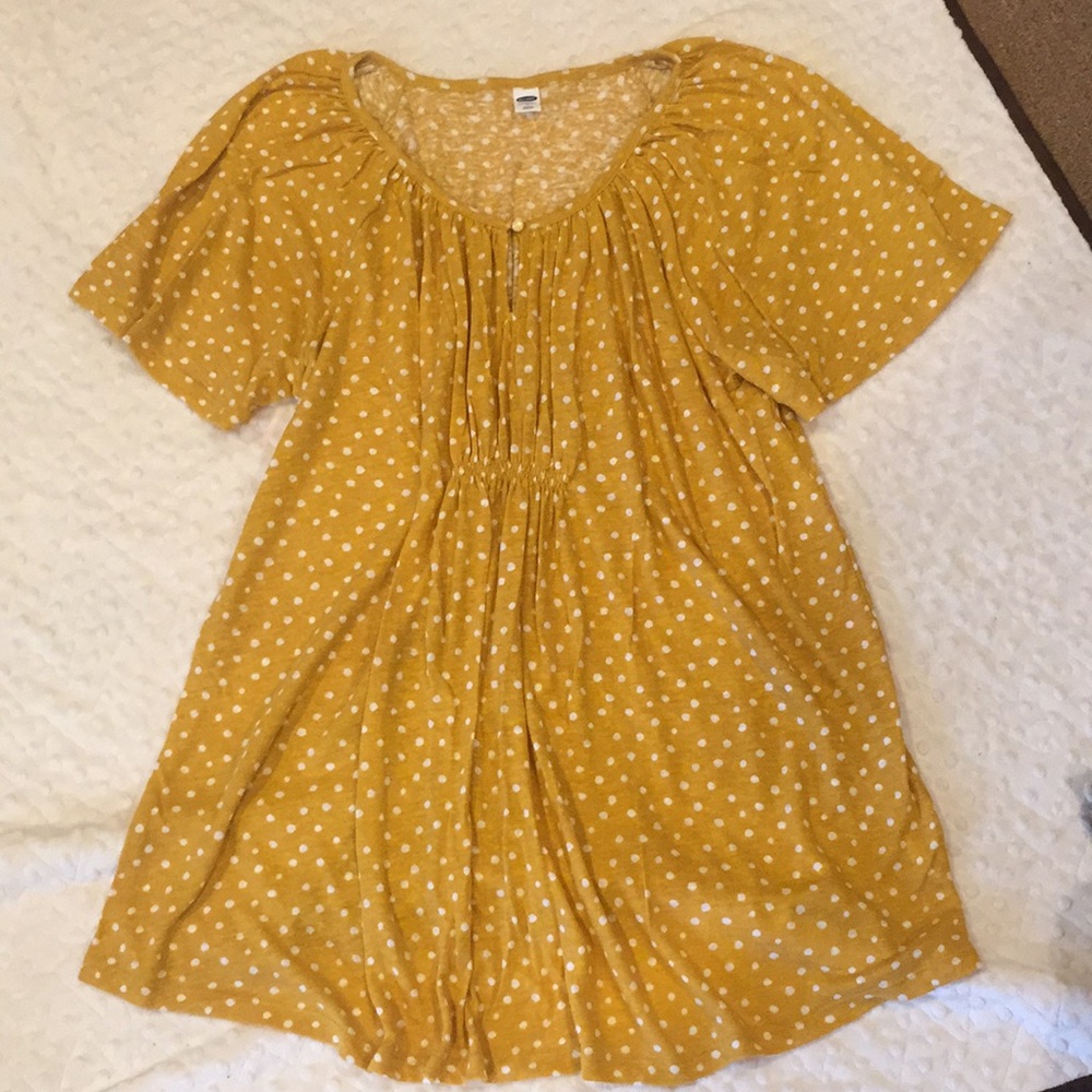 Old Navy Maternity Tunic Top Yellow Polka Dot L